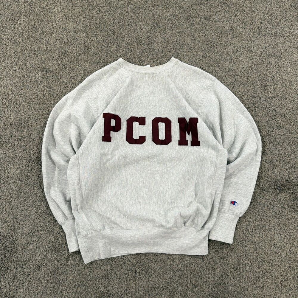 Vintage 90s Champion Reverse Weave PCOM Sweatshirt XL USA College Gray